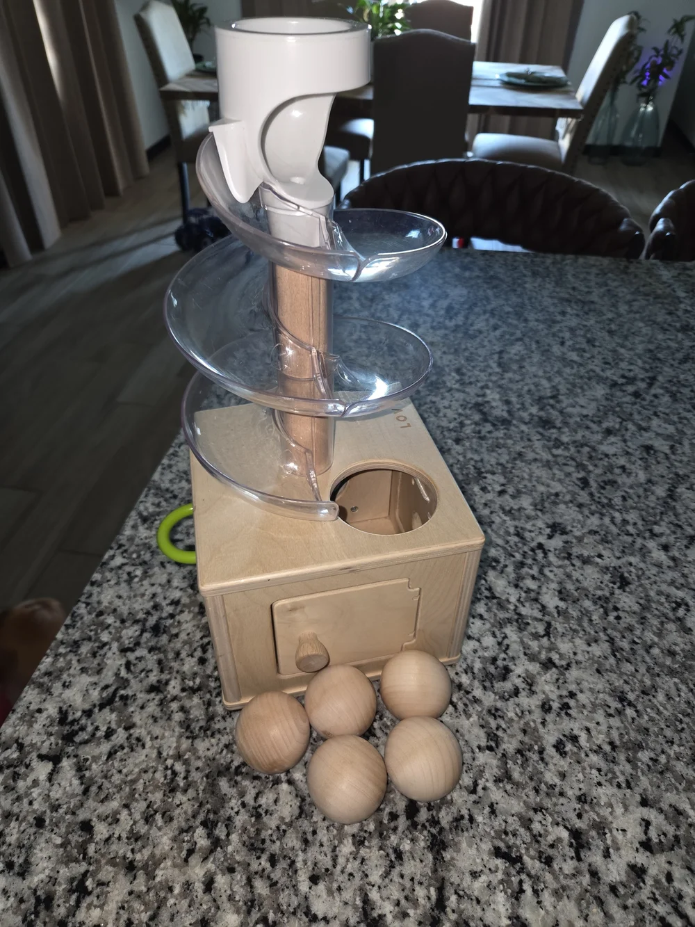 Lovevery Slide & Seek Ball Drop - Natural Wood with Clear Tracks